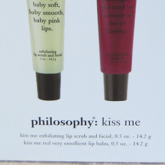 NEW Philosophy 'Kiss Me' Duo - Lip Scrub, Lib Balm 0.5oz Each - Picture 2 of 5